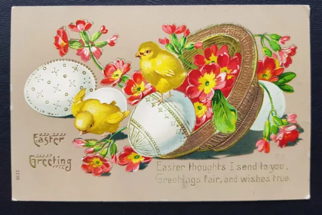 1909 Easter Postcard - Embossed with Gilt - The 'Falcon' Series, Giesen Bros