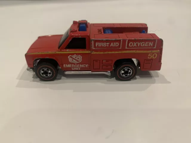 Vintage Hot Wheels Redline Emergency Unit 50 Red Fire Truck 1974 Hong Kong