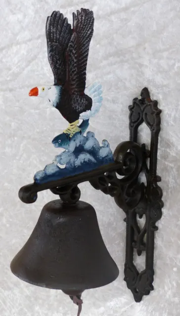 Campana de hierro campana de puerta campana de pared campana de casa campana colgante hierro fundido águila marina decoración 3