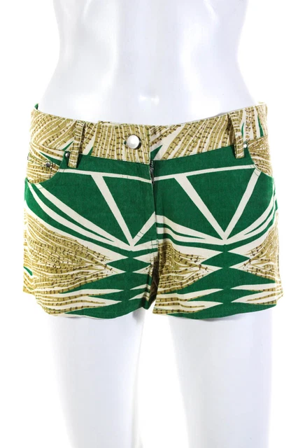 W118 By Walter Baker Womens Green Beige Cotton Printed Mid-Rise Shorts Size 4