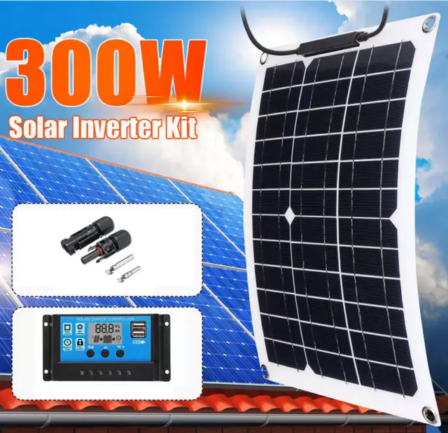 600w/300w Solar Panel Kit Flexible 30/60A Controller Battery Charge Caravan Boat