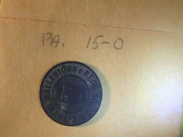 Transit Token Allentown & Reading Transit Co Dorney Park Line Pa 15O