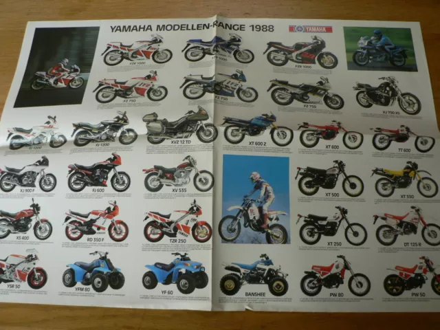 Hap-178 Yamaha Poster  Brochure  1988 Models Dutch 4 Pages Folded,Tzr250,Rd350F