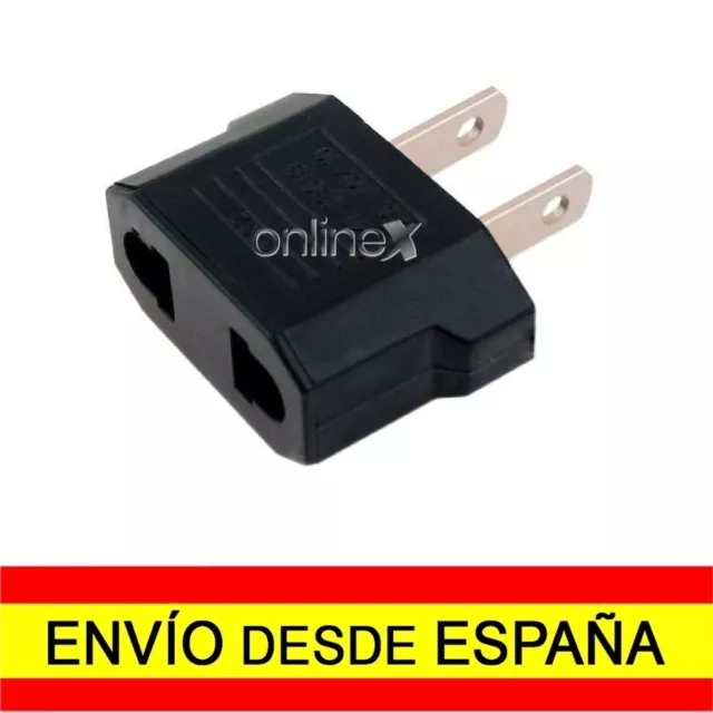 Adaptador Enchufe Redondo a Plano clavija Americano Europeo Negro a0802