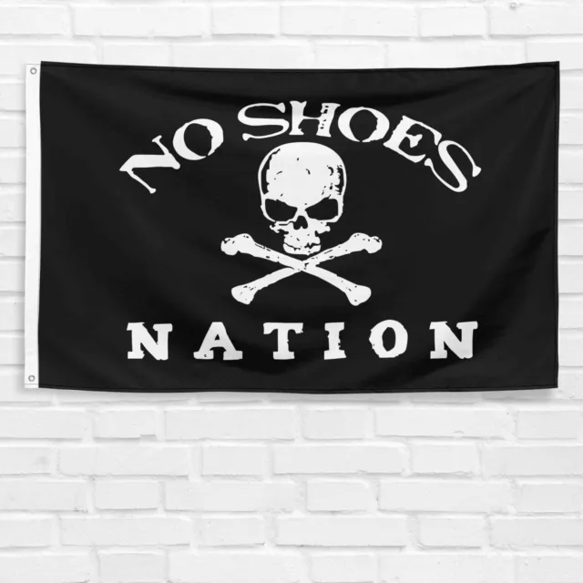 For No Shoes Nation Fans 3x5 ft Flag College Music Beach Skull Wall Banner
