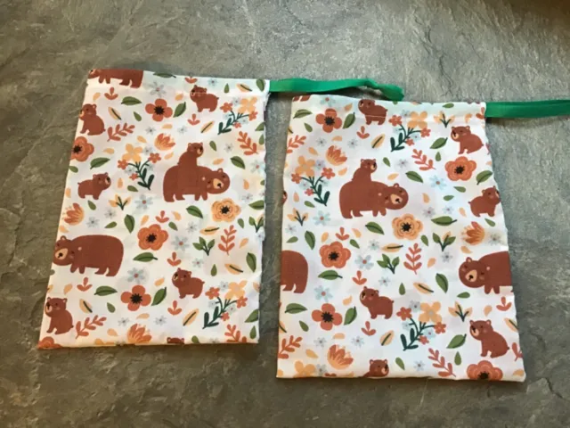 New 2 Bear design fabric drawstring  bag/teacher resource/gift/store /toys