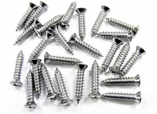 #8 x 3/4" Phillips Oval Head Chrome Trim Screws #6 Head (Qty 25) #2017