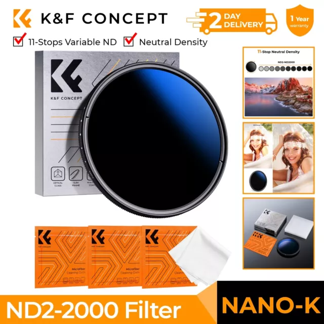 K&F Concept Variable ND2-2000 Neutral Density ND Filter49/55/58/62/67/72/77/82mm