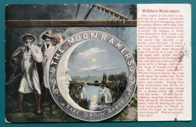 1 OLD POSTCARD OF WILTSHIRE MOONRAKERS , postally used 1906