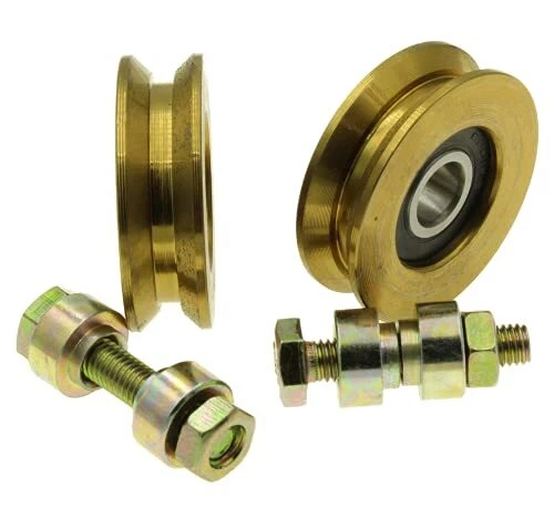 V50-8  Lot de 2 roues pour portail coulissant en acier avec rainure en V