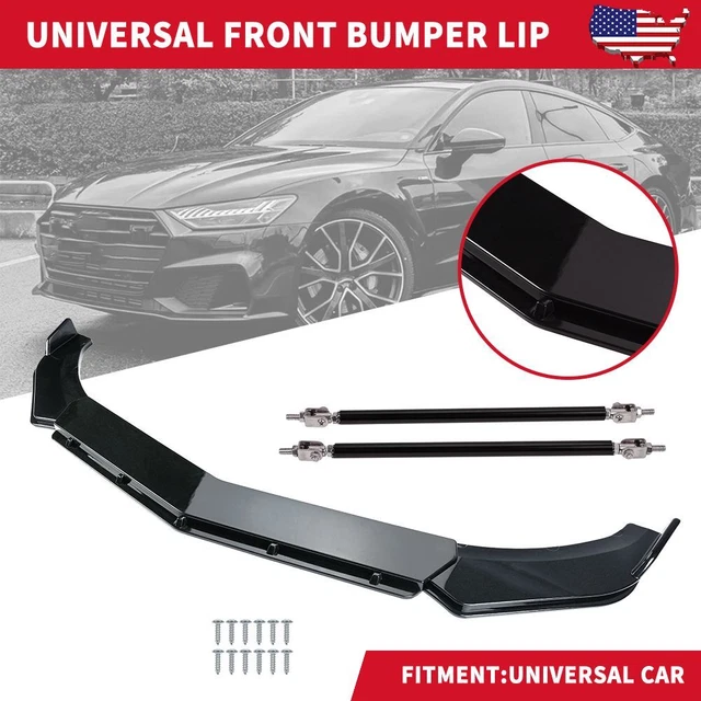 For Ford Focus RS 2015-2022 Front Bumper Lip Splitter Spoiler+Strut Rods Black