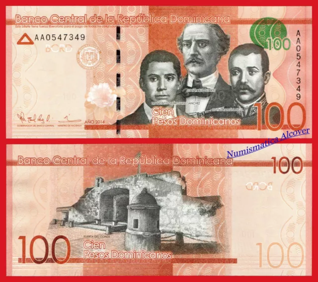 REPUBLICA DOMINICANA DOMINICAN REPUBLIC 100 Pesos 2014 AA Pick 190a SC / UNC