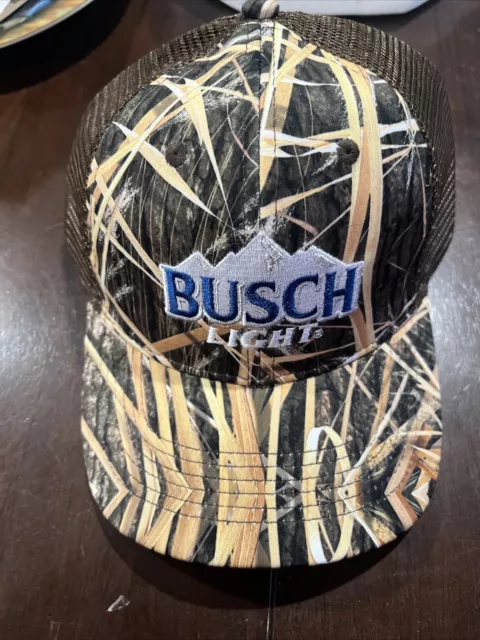 BUSCH Light BEER Camo Print Mesh Back Adjustable Ball Cap Hat - NEW