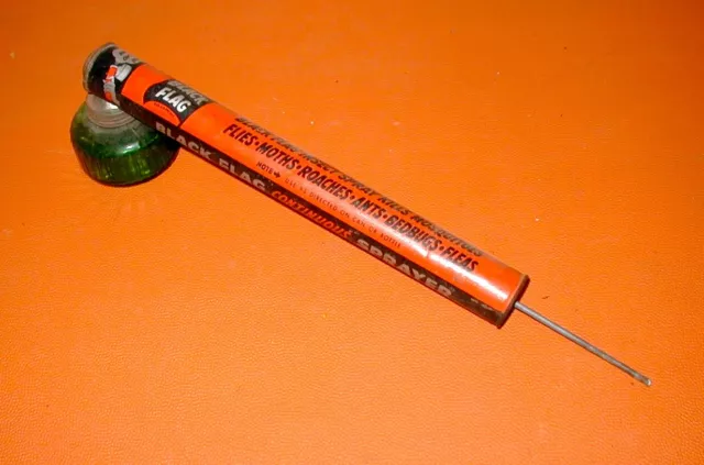 Black Flag brand metal pump glass jar advertising collectible bug sprayer