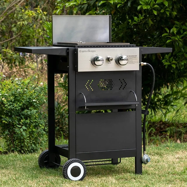 Gasgrill Grillwagen BBQ Grill Grillstation Griller Stahl 2 Brenner