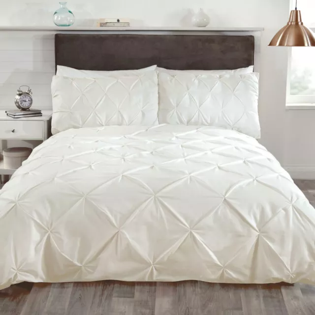 Balmoral Pin Tuck Cream Super King Size Duvet Cover Set Luxury Bedding