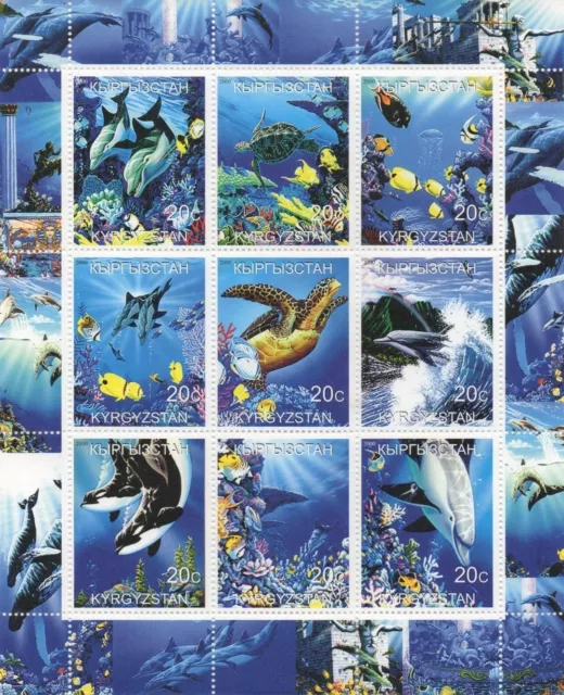 Fish Dolphin Turtles Whales Marine Sea Life Animals 2000 Mnh Stamp Sheetlet