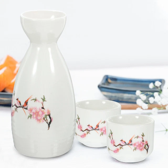 Set Sake Japonais HEMOTON - Pichet Et Tasses En Céramique Vintage - 12.5x4.6cm - Décoration De Table Élégante