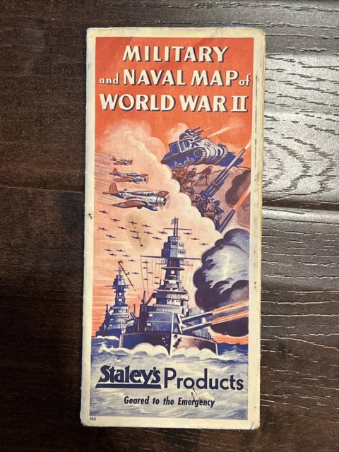 Military and Naval Map of World War II WWII Staley's Products Rand McNally