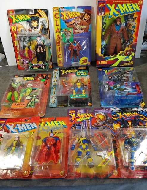 Lot of 10 Marvel Comics X-Men Figures Gambit Rogue Gladiator Psylocke 1990s