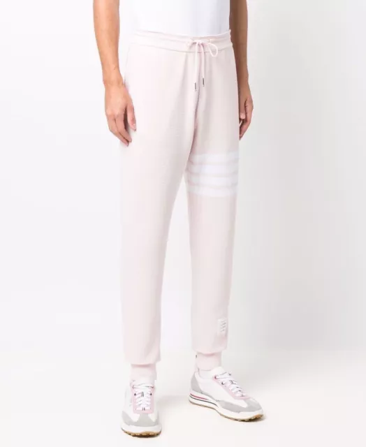 Thom Browne Pink Ottoman Ribbed Cotton 4-Bar Stripe Track Pants - SIZE 5 3