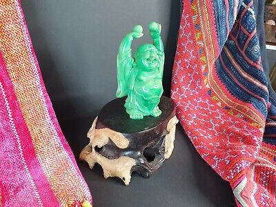 Old Cast Buddha on Ebony Stand …beautiful display piece