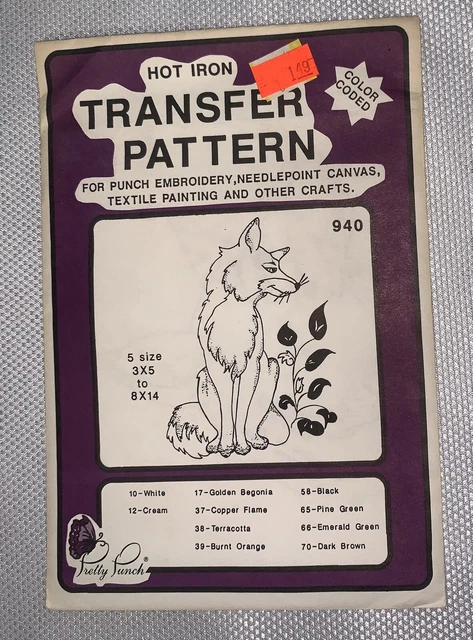 Bonito Bordado De Hierro Caliente C2 '87 Patrón De Transferencia Codificado Por Colores 940 Fox