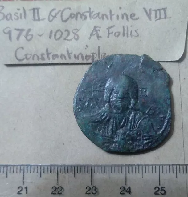 1000 yrs old !  Jesus Christ  coin Basil II / Constantine VIII AD 976-1028 30mm