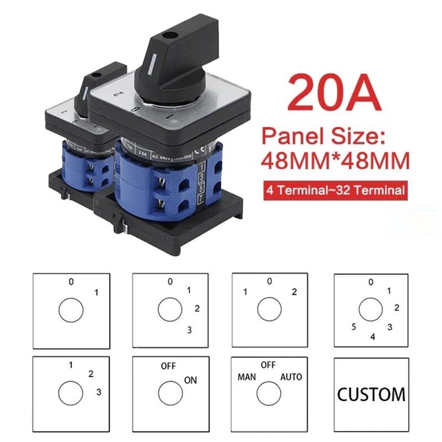 ROTARY SELECT CAM Changeover Switch 1-8 Position Mounting 660V 20A ...