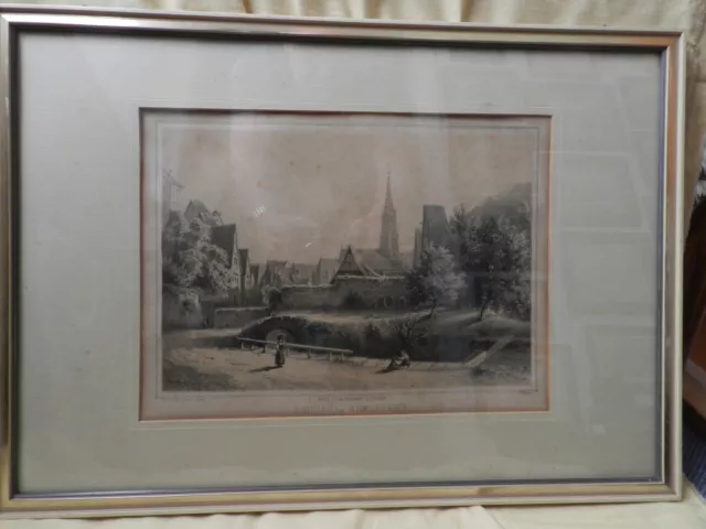 Esslingen Beutau Lithografie v. Huber Schefold 1690 um 1855 selten!!