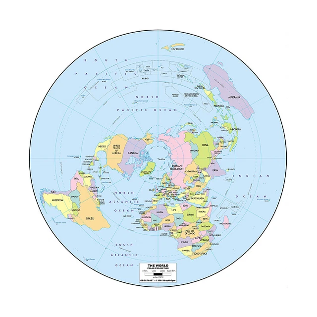 FLAT EARTH WORLD Map North Pole Poster Print 24*24Inch Wall Decor $9.67
