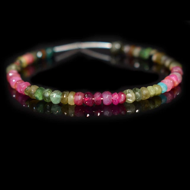 3-4MM Natural Multi Tourmaline Faceted Rondelle Gemstone 5.5" Loose Beads Strand