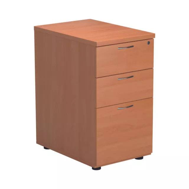 Jemini Beech 3 Drawer Desk High Pedestal 600 Version 2 TESDHP3BE2