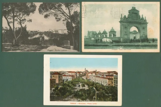 FOGGIA. 3 cartoline d'epoca viaggiate tra il 1915 e il 1931.