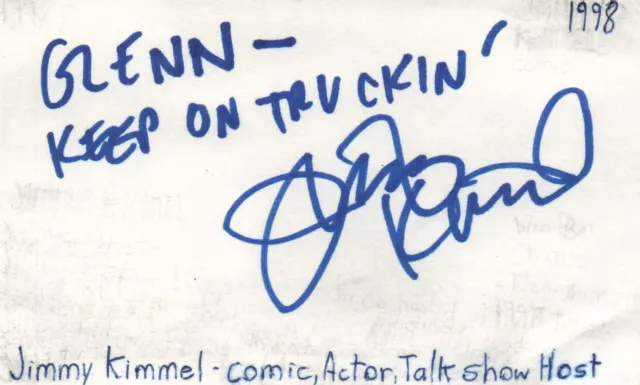 Jimmy Kimmel Comedian Actor Talk Show Host Autographed Signed Index Card JSA COA