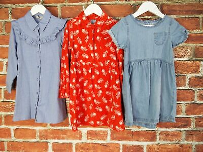 Girls Bundle Aged 4-5 Years Next Gap Blue Denim Red Shirt Dresses Summer 110Cm