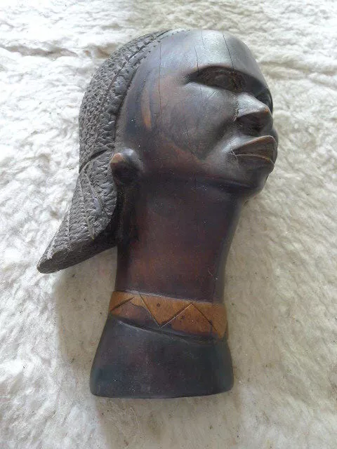 Stunning Carved African Tribal Female Head Statue..Ebony..Early 1900s..VGC..