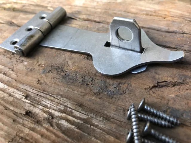 A lovely antique style iron box hasp and staple lock chest locking plate HS2