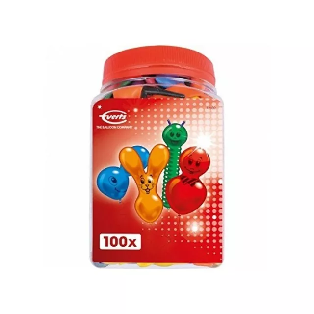 Caja De 100 Globos Formas Multicolor Nuevo