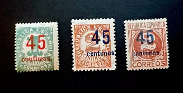 ESPAÑA 1938.  CIFRAS Con Sobrecarga. EDIFIL 742/4** Serie Completa