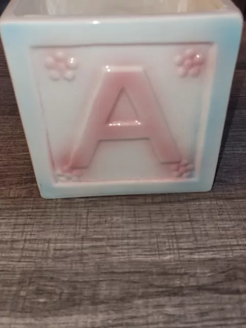 Vintage Nancy Pew Alphabet Block Planter/Dish/Ceramic Decor (Nursery, Baby)