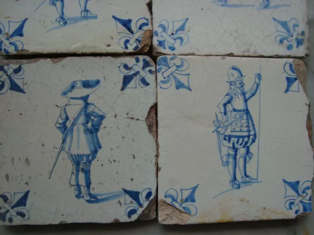 17th century delft handpainted dutch delftware soldier tiles 3