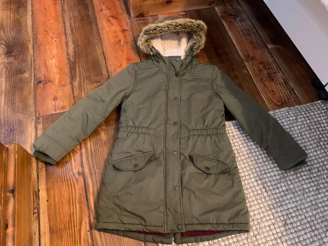 Cappotto parka verde cachi per ragazze età invernale 10-11