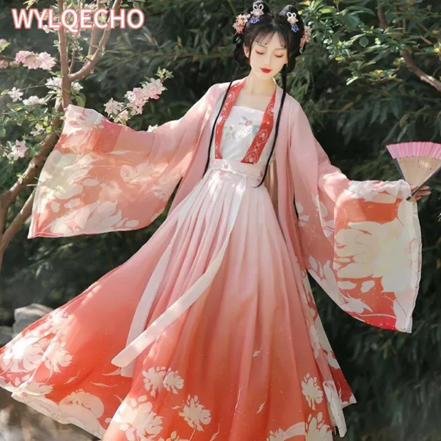 Chinese Hanfu Traditional Dress Women Embroidery Dance Costume Cosplay Skirt