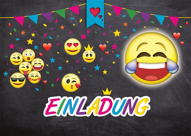 Huxters Emoji Einladungskarten Für Kindergeburtstage – 10 Stück In A6, Bunt, Kreativ & Mit Umschlägen