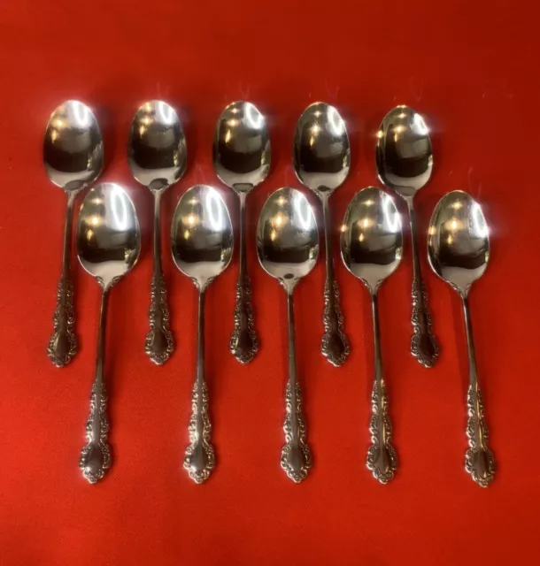 Oneida Shelley Oval Soup Place Spoons Stainless Flatware Silverware Set Of 10
