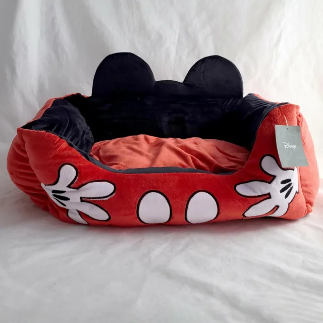 Disney Mickey Mouse Bolster Pet Bed Small Dog Cat Plush Rectangle 22x17x9 NWT