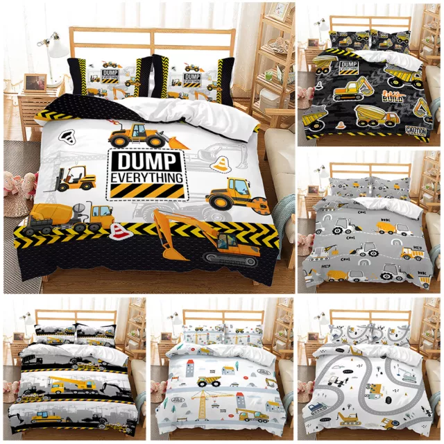 Cool Excavator Dump Everything Beeping Boys Gift Doona Duvet Quilt Cover Bed Set