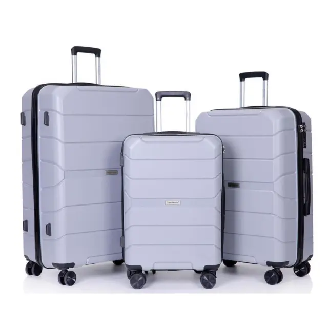 3-Piece Luggage Set Hardside With TSA Lock Spinner Wheels(20/24/28) Silver