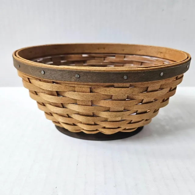 Longaberger Small Oval Bowl Basket & Protector Set Warm Brown Stain NEW